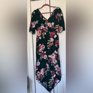 NWT Maurices Green Floral V neck dress